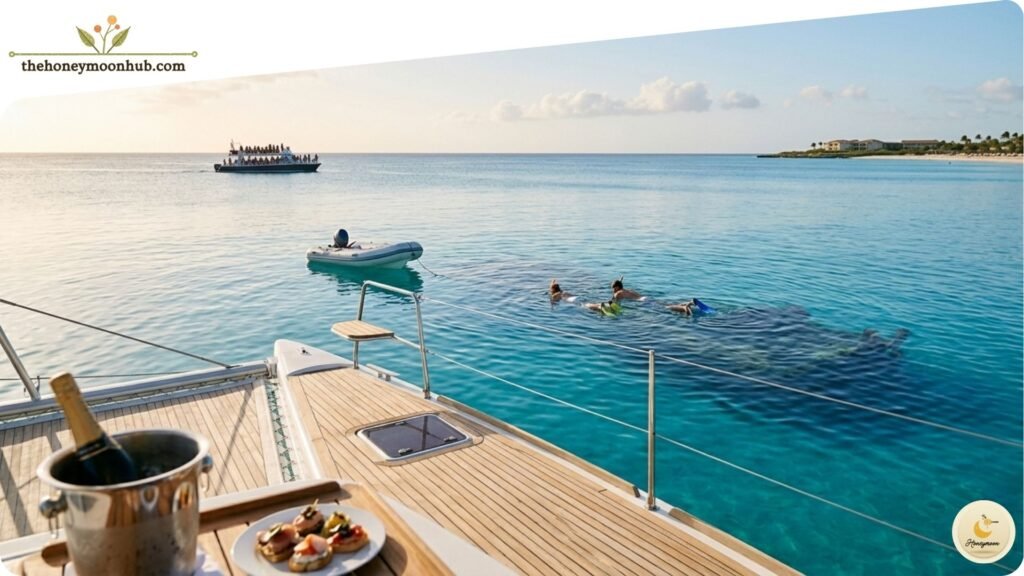 Private catamaran at 830 AM (not sunset).