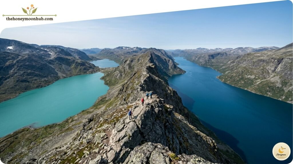 Norwegian Fjords Besseggen Ridge Day Hike Adventure Honeymoon Ideas