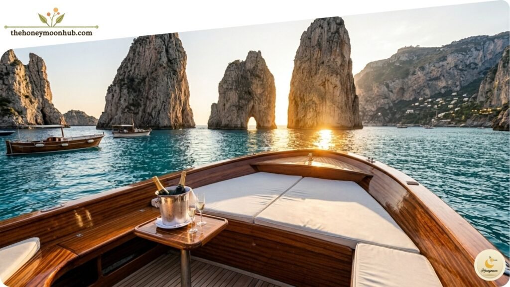 Private Sunset Boat to Capri (€600–900 for 4 hours)